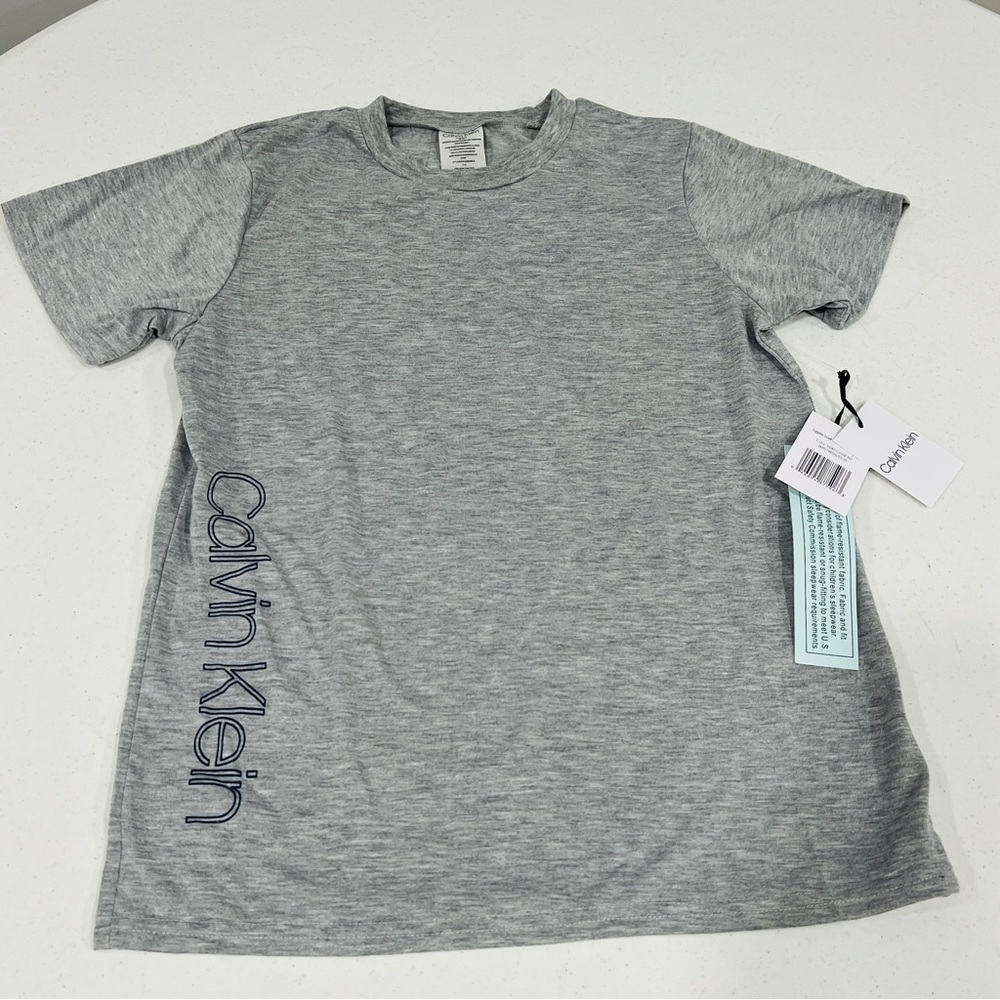 Calvin Klein Gray boys gray blue t-Shirt pajama top XL NWT